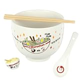 Seven Times Six Maruchan Ramen Noodle Kawaii Bundle Bowl Spoon Chopsticks & Chopstick Holder Set