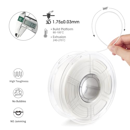 Image of iSANMATE ASA Filament 1.75mm Bundle 2KG (4.4lbs), UV & Weather Resistant 3D Printer Filament Perfect for Outdoor Functional Parts, White+White