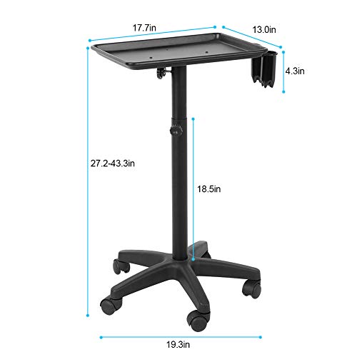 Ejoyous Friseurwagen aus Aluminium, Einzelschicht mit 2 Tassen, Metallring, Freilauf, Friseursalon Aufbewahrungswagen