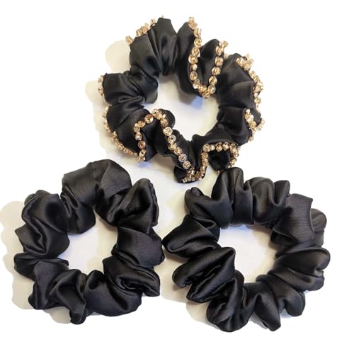 Qihangdian サテン 伸縮性 ヘアタイ 快適 ステイ アクセサリー 女性用 大/小サイズ ユニークな光沢のある装飾、B1011、L