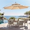 10ft offset patio umbrella 5 year fade resistant upf50 uv protection with easy tilt adjustment and crank double patio umbrella beige  urban country home decor
