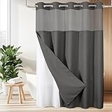 Colorful Star 256GSM Waffle Weave Heavy Duty Shower Curtains, No Hook Shower Curtain with Snap in Fabric Liner, Hotel Style Waterproof Bathroom Curtain Set, 72 x 75 Inch, Charcoal Grey