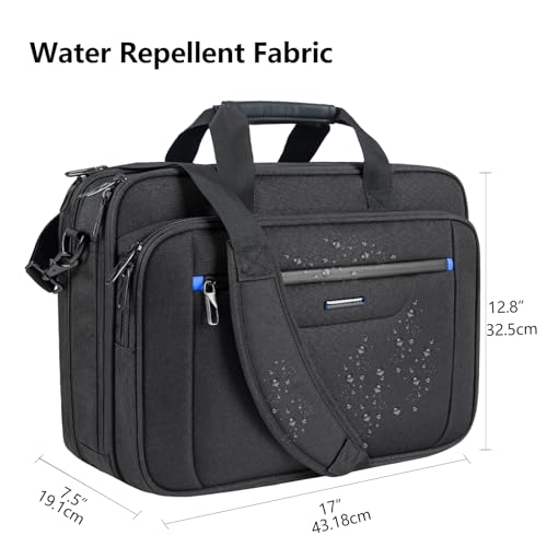 Image of VANKEAN Laptop Briefcase Premium Laptop Case Fits Up to 17.3 Inch Business Shoulder Bag Laptop Expandable Water-Repellent Messenger Bag for Men /Women Computer Bag for Travel /Business /Black-Blue