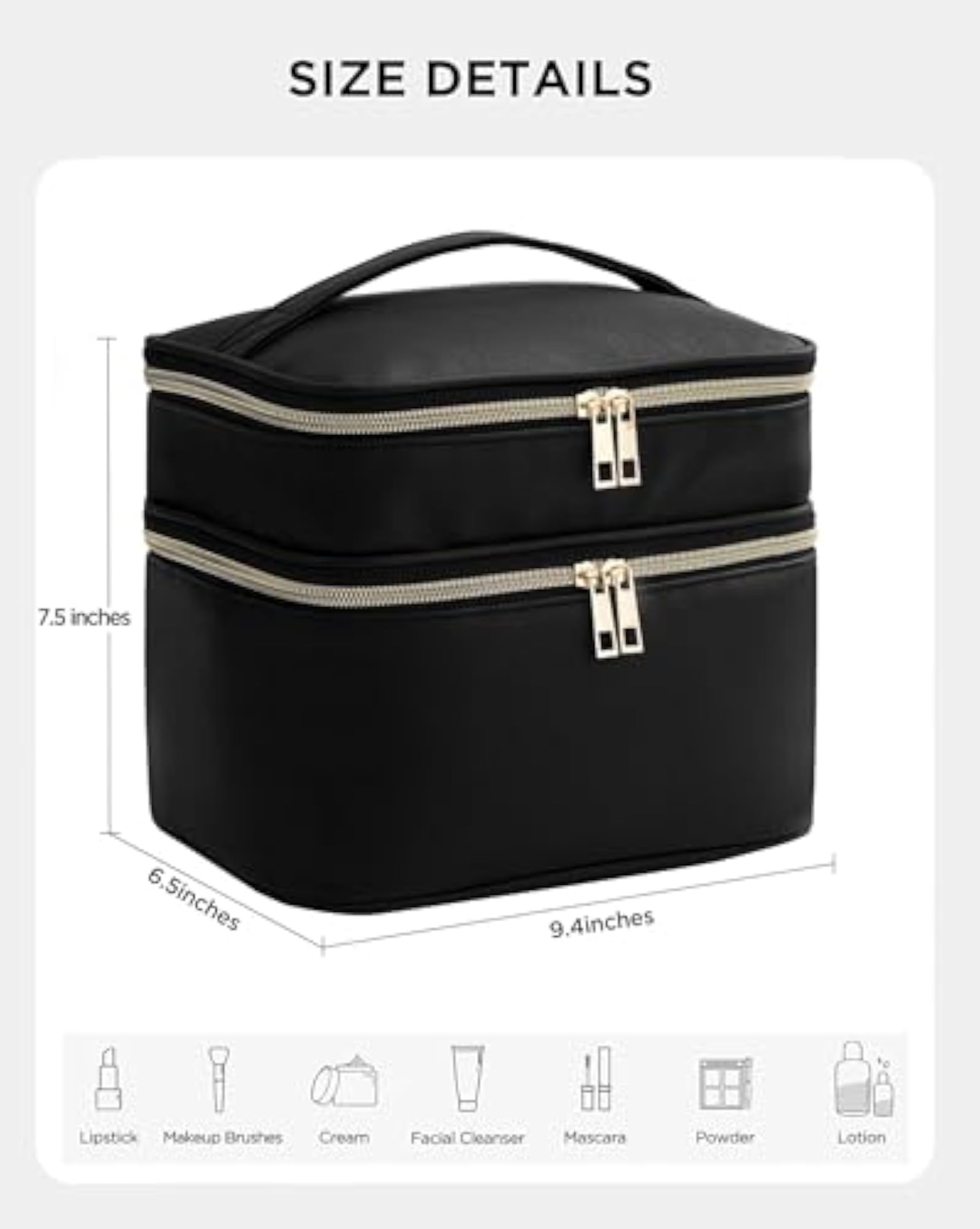 Double Layer Travel Makeup Bag, Cute Leather Organizer