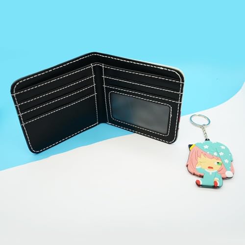 Kawaii Wallet with A Keychain, ID Card Holder Purse Pouch, PU Wallet Durable Card Holder Credit Card Holder Money Bag for Students Teens Girls Boys4