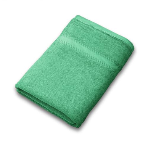 Image of Welspun Alpha 100% Cotton 420 GSM Dobby Weave Solid Premium Large Bath Towel | Super Absorbent, Quick Dry & Ultra Soft - 84 x 180 Cm - Aqua Green