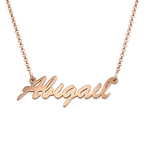 Personalized Choose Your Style Name Necklace - Custom Nameplate Pendant - Dainty Gift for Her, Women - Gift for Mother's Day, Christmas, Birthday (Perfect, 18k Rose Gold Plated Sterling Silver)