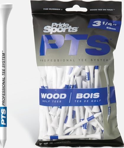 PrideSports PTS Wood Golf Tees | 75 Count, 3-1/4 Inch | #1 Wood Tee on Tour | Best for Drivers & Woods