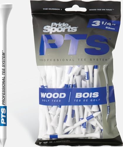 PrideSports PTS Wood Golf Tees | 75 Count, 3-1/4 Inch | #1 Wood Tee on Tour | Best for Drivers & Woods