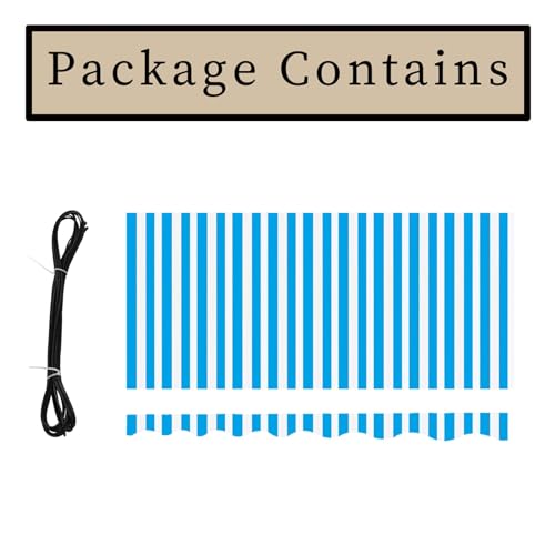 Outdoor Waterproof Garden Patio Awning Canopy Cover with Front Valance Fabric Top Sails Shade for Home and Commercial Use (Blue Stripes 8.2x6.5ft)