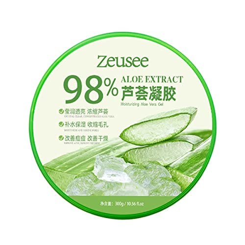 Zeusee 98% Aloe Extract Moisturizing Aloe Vera Gel (Aloe Vera, 10.56 FL OZ) 1