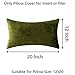 Demetex Pillow Covers 12x20 Olive Green Velvet Accent Pillowcases Decorative Lumbar Throw Pillows for Couch Bedroom Sofa Chair Lounge Spring Decorations, Set of 2, 12 x 20 inch, Green