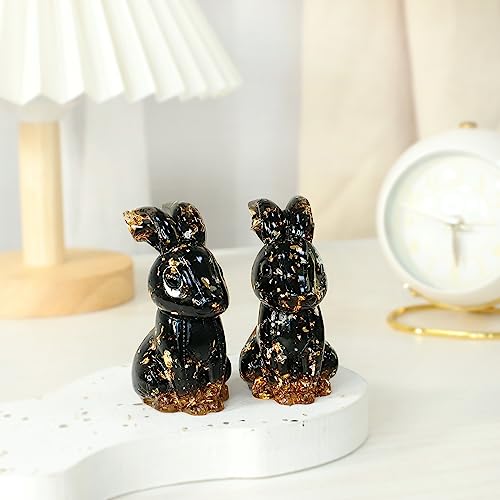 Figura de cristal conejo negro hecho a mano miniatura 2