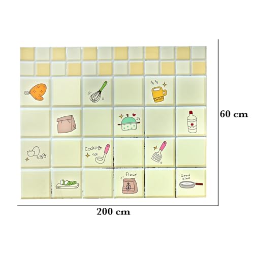 Image of SARVATRAY Self-Adhesive Wallpaper, Kitchen Stickers Oil Proof Heat Resistant, Wall Stickers for Kitchen, Wallpaper for Wall, Vinyl Sheet, Kitchen Wall 2 x 6.5 SQ FT (2 M Kitchen Style Orange WS)