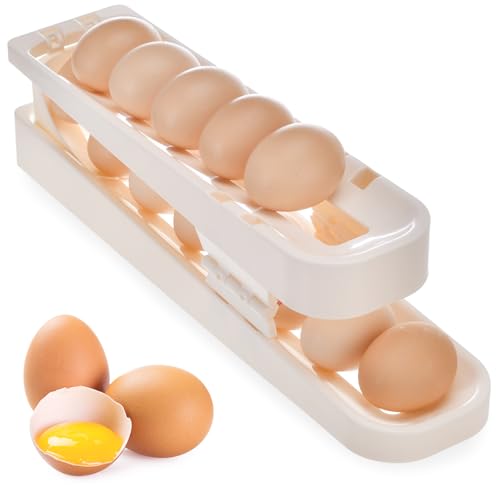 GGXZHT Hueveras para Frigorífico, 2 Nivele Dispensador de Huevos para Nevera, Organizador de Huevos, Bandeja de Huevos para Cocina para Refrigerador