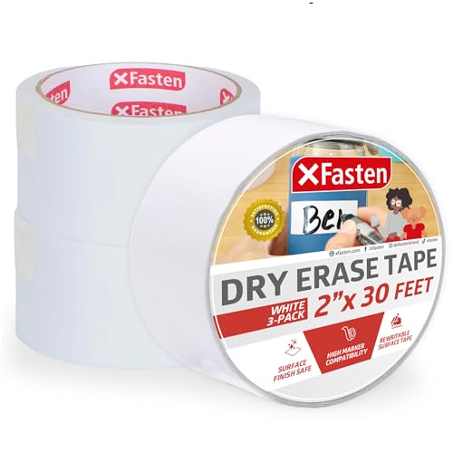 XFasten Dry Erase Tape White 2Inch X 30Feet