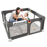 Allyson® Laufstall faltbar mit Matte 130x130, Großes Laufgitter & Playpen sicher & stabil...