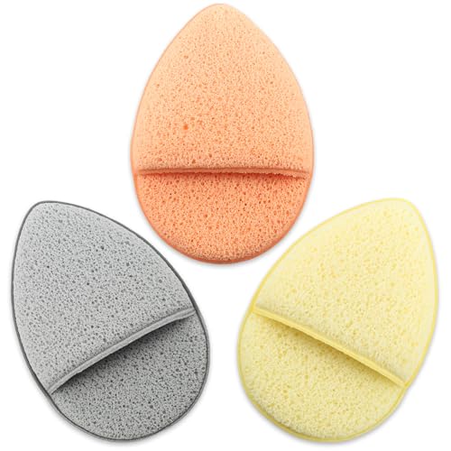 Brvlsoc Reusable Face Scrubber Sponges – 3-Pack Gentle Exfoliating Makeup Remover Pads for Face Wash & Daily Skincare (Orange, Yellow, Gray)