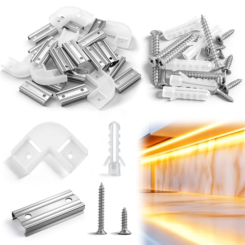 Huquary 28 Pack LED Strips Connector kit Include L-Shape Corner Connector U Shape LED Aluminum Channel System and Screws