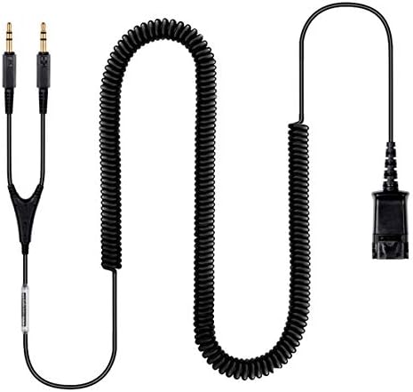 Gold-Plated Headset QD to 3.5mm Quick Disconnect Cable for Plantronics and VoiceJoy Headsets,Dual 3.5mm Plug into Sound Card on PC Computer