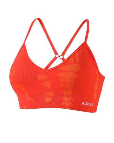 Image of AUROLA Serpent Seamless Sports Bras for Women,Backless Padded Strappy Workout Gym Yoga Crop Tops