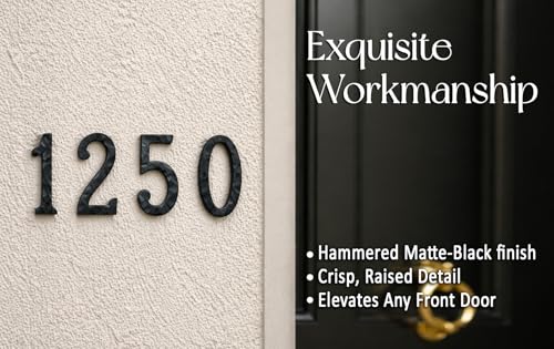 Image of NACH House Numbers for Outside, 5.5 inch Black Address Numbers for House - Number 1 - Rustic Numbers for Outside with Mounting Hardware
