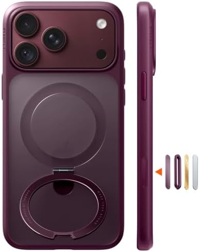 TORRAS Ostand Q1 für iPhone 18 Pro Hülle mit MagSafe Ständer, Burgunderrot | [Flacherer Ständer, dünn & angenehm] 19N Magnet, Militär-Fallschutz, Kamera/Tastenschutz für Handyhülle