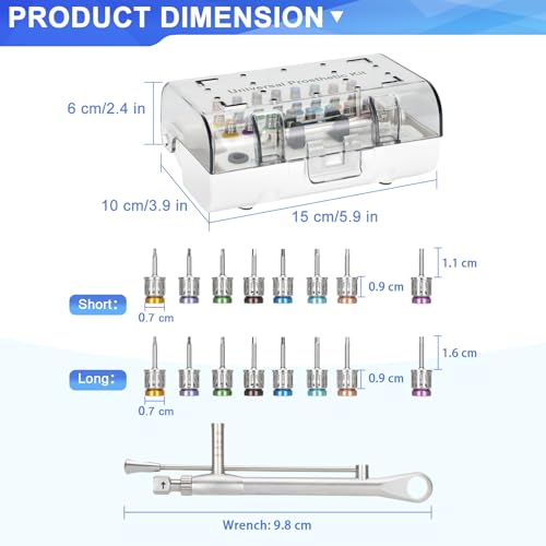 Dental Implant Torque Wrench Set Universal Prosthetic Kit Dental Implant Kit with Torque Adjustable Ratchet Screwdrivers 16pcs, Fully Autoclavable,10-70Ncm, Secure/Disassemble Implant Restorations by Mokemok - Image 2