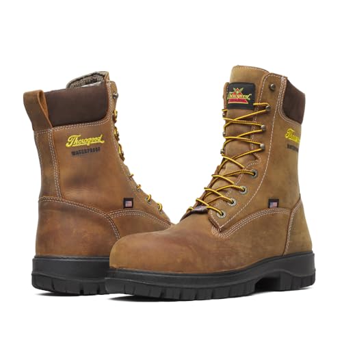 Thorogood 8” Waterproof Work Boots for Men - Genesis Series - Full-Grain Leather with Comfort Insoles and Slip-Resistant Nitrile Rubber Outsoles