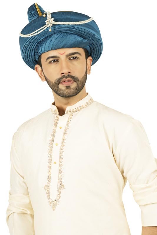 PRIYAKANT SAFAWALA Men's Maharashtra Peshwai Pagdi Topi SafaTurban For Wedding And Traditional Function Use It (Morpiece, Size - Free) 1