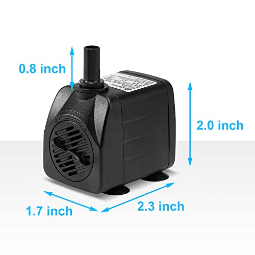 Image of DaToo 160GPH 10W Submersible Water Pump Fountain Pump Ultra Quiet For Aquariums Fish Tank Pond Fountain Statuary Water Feature Hydroponics