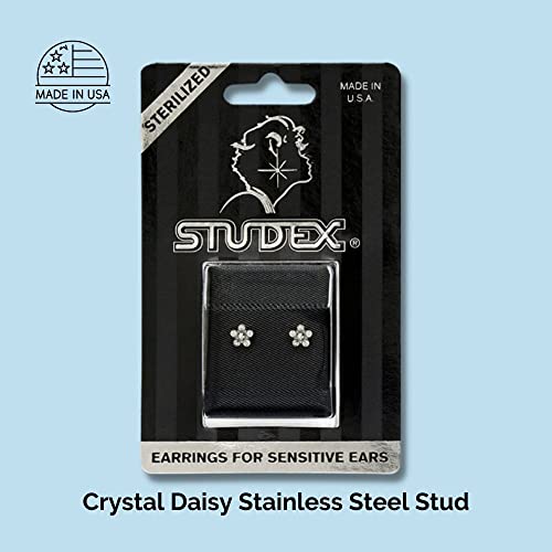 Studex Crystal Daisy Stud Earrings | Hypoallergenic And Nickel Safe For Sensitive Ears | Surgical Stainless Steel Posts | Earrings For Women And Men-Pr-6004W-S #TOP28
