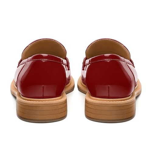 Image of JUSTDANNI Loafers for Women Slip On Shoes with Round Toe 1.2-Inch Low Chunky Block Heel Patent Comfortable Casual Dress Pump Shoes for Wedding Party Work Shopping Dating