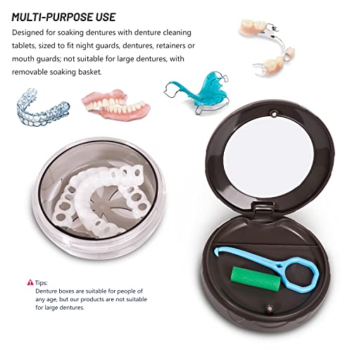 Uouovo Denture Cup Retainer Case, Definitely No-Leak, Denture Bath Case, Denture Case, Retainer Cleaning Box For Traveling, Denture Cup With Strainer & Mirror (Grey) #TOP4