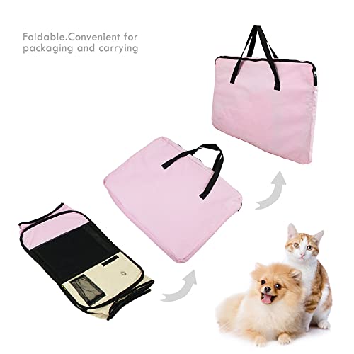 Jespet 61" Pet Dog Playpens, Portable Soft Dog Exercise Pen Kennel With Carry Bag For Puppy Cats Kittens Rabbits, Pink #TOP5