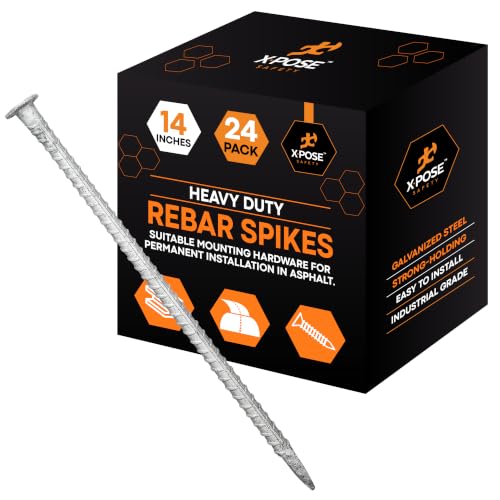Image of 14 inch Galvanized Rebar Stakes for Parking Stops & Speed Bumps, 24 Pack