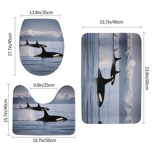 Alfombra de baño antideslizante de ballenas juego de tapetes seguros que evitan resbalones 3