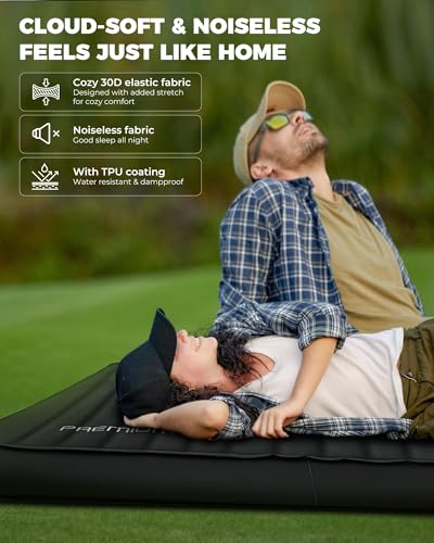 Image of KingCamp PREMIUM SINGLE Self Inflating Sleeping Pad, 7.5 R-Value Air & Foam Camping Mattress, 3 inch Thick Insulated Sleeping Pad with Pump Sack for Car Camp Tent, PVC Free, Single Black