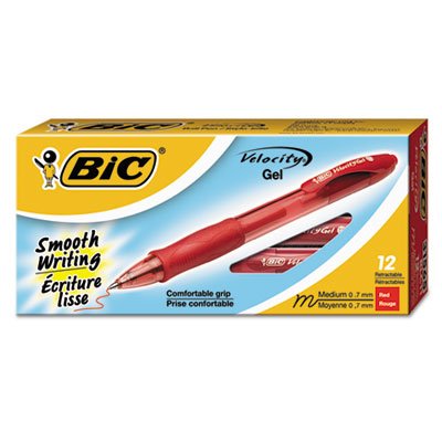 Bolígrafo gel BIC Gel-ocity retráctil rojo 0.7 mm docena miniatura 2