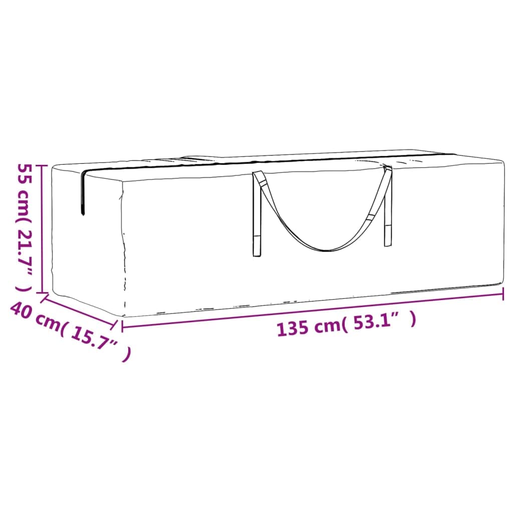 Custodia Protettiva per Cuscino da Giardino (135×40×55 cm(2pcs)) | Resistente All'acqua Resistente con Cerniere per Cuscini per Divani per Mobili da Esterno Grigio