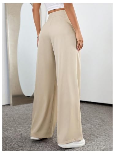 Floerns Women's Elegant Wide Leg Tapered Suit Pants Office Pleated Trousers2