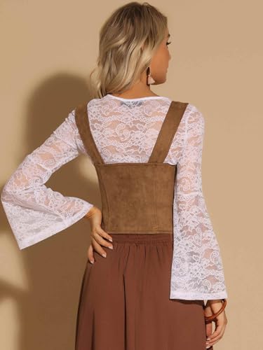Allegra K Renaissance Corset for Women's Faux Suede Vintage Sleeveless Lace Up Waistcoat Vests3
