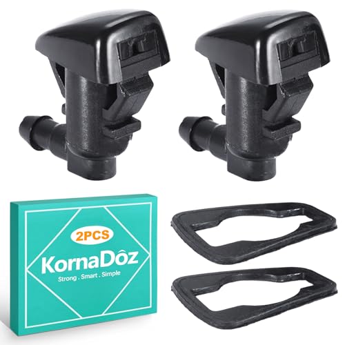 KornaDoz 2PCS Universal Windshield Washer Nozzle Kit, Automotive Replacement Wiper Sprayer Set with Gaskets for Efficient Windshield Cleaning & Clear Vision - for Cars, Trucks, SUVs