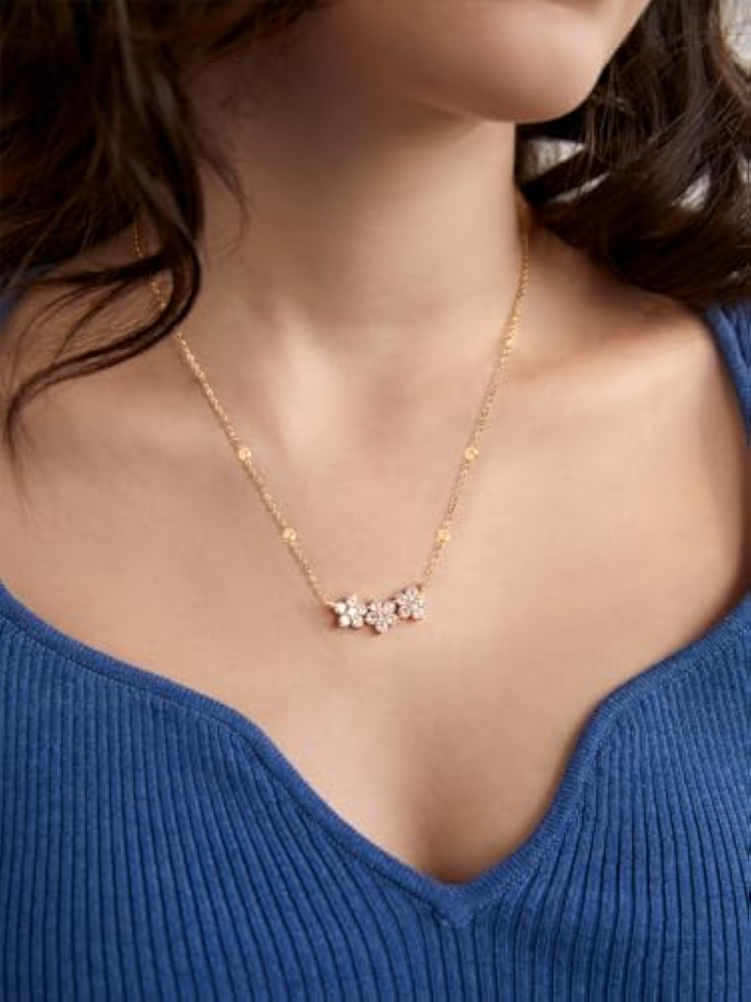 Women's 14K Plated Pendant Necklace with Austrian Cubic Zirconia