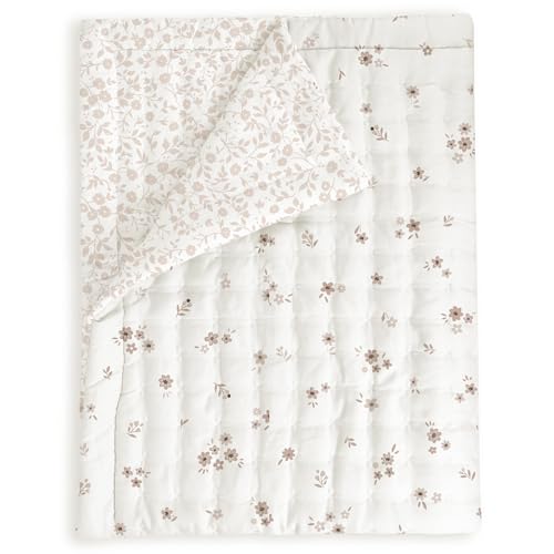 MakeMake Organics Organic Toddler Comforter GOTS Certified Organic Kids Blanket Cotton Infill Tufted - Reversible Ultra Soft Breathable Toys Girls (44