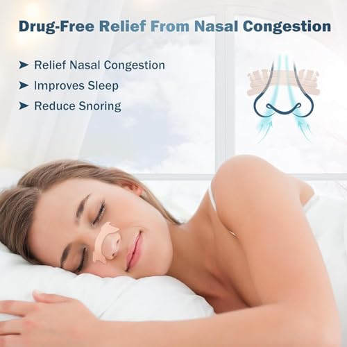 Image of Breathing Nasal Strips - ( 30 Count ) Breathe Right Nasal Strips for Snoring, Extra Strength Beige Nasal Pureflow Breathing Strips to Improve Sleep, Instant Nasal Congestion Relief Caused by Good Breath Colds & Allergies (Snoring Nose Stopper)
