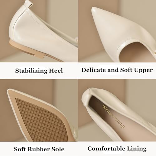 Women's Leather Mary Jane Flats Shoes with Pearl Strap Fashion Closed Pointed Toe Shallow Mouth Slip On Soft Sole Bridal Shoes Luxury Business Wedding Dress Shoes2