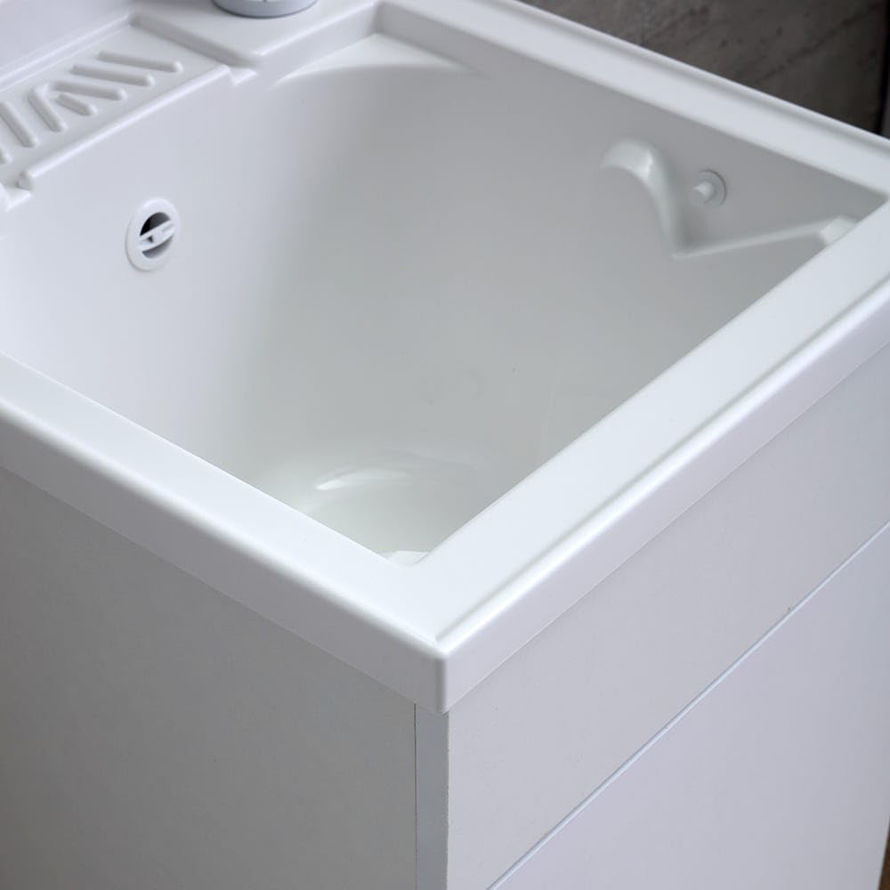 Kiamami Valentina - Mueble con lavabo de 45 cm blanco con lavabo y tabla de lavado | Pratico