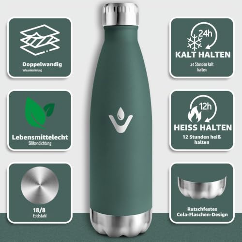 HoneyHolly Trinkflasche Edelstahl 750ML, 18/8 Edelstahl, Wasserflasche, BPA-frei, Trinkflasche Sport, Doppelwandig Vakuumisoliert… – Ansicht 5