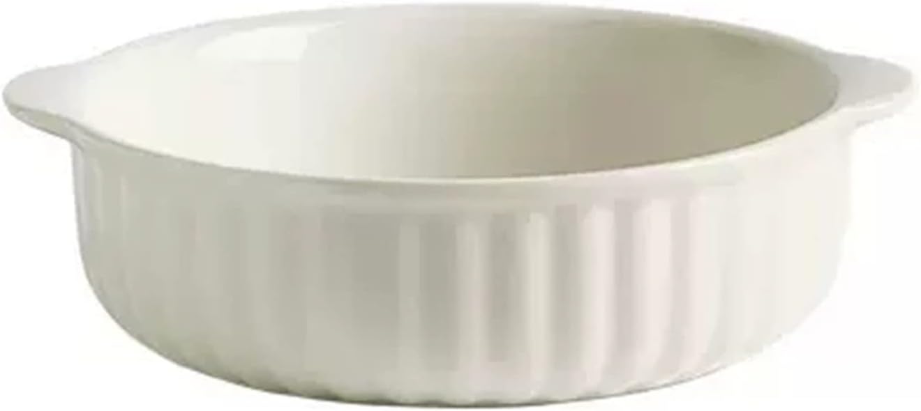 Baking Dish Double-ear Air Fryer Baking Bowl Ceramic Baking Dish Home Oven Dedicated Baking Dish Small Round Lasagna Dish Solid Color Baking Dish Lasagna Pans (Color : 002)